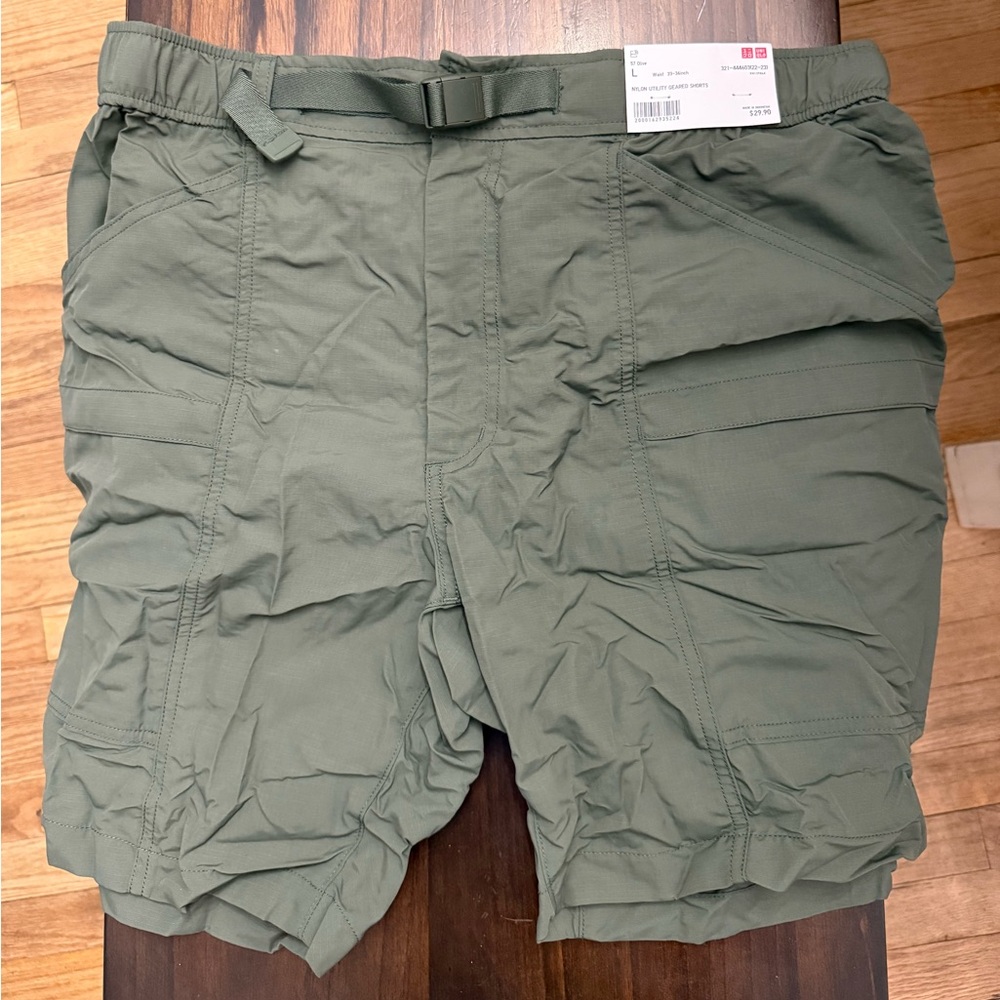 Forest Green Nylon Utility Shorts